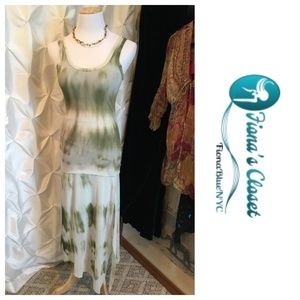 Arden B Green-Blue Tie-Dye Mesh Top & Skirt S